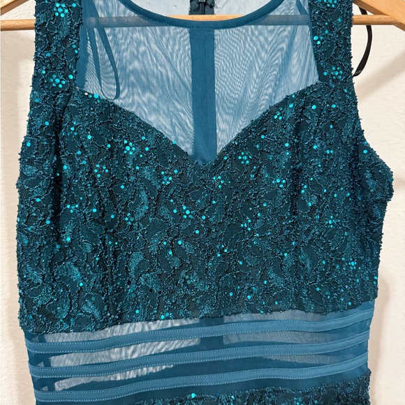 Enfocus Studio Teal Sequin Lace Midi Dress - Picture 3 of 6